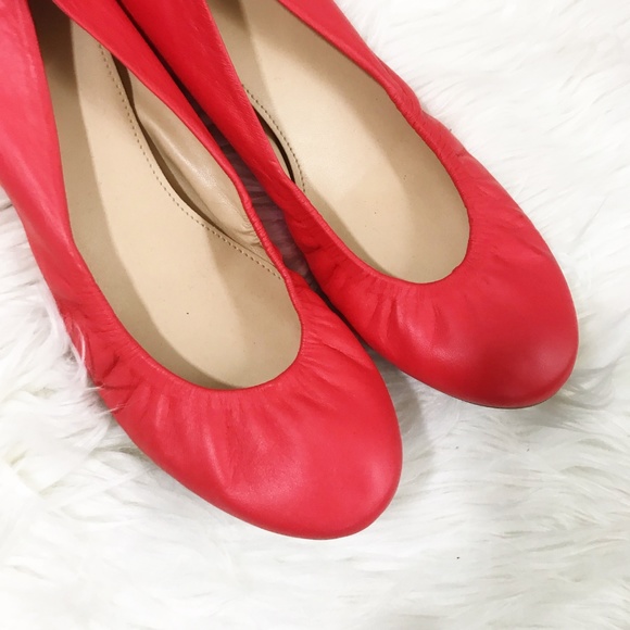 J. Crew : Poppy Red Leather Ballet Flats Size 8.5 - Picture 2 of 5